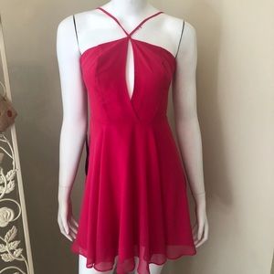 pink BEBE fit and flare dress